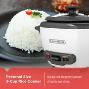 BLACK+DECKER Electric Rice Cookers, W/ Steaming Basket, White - Nonstick Interior, Dishwasher Safe Parts