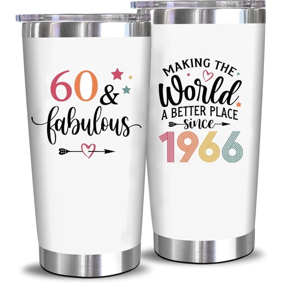 Funny 60th Birthday Gifts For Women - 1966 60th Birthday Decorations Ideas for Her Present For Woman Turning 60 Year Old Gifts For Mom, Wife, Sister - 20 Oz Tumbler Coffee Mug (White-196602)