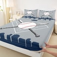 thumbnail image 4 of Erosebridal Est Baseball Sleep Queen Sheet Sets for Kids, Grey Blue Sport Bed Set, 4 Pieces, 4 of 5