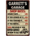 thumbnail image 1 of GARRETT'S Garage Shop Rates Sign Man Cave Decor Gift 8x12 Metal 208120010391, 1 of 1