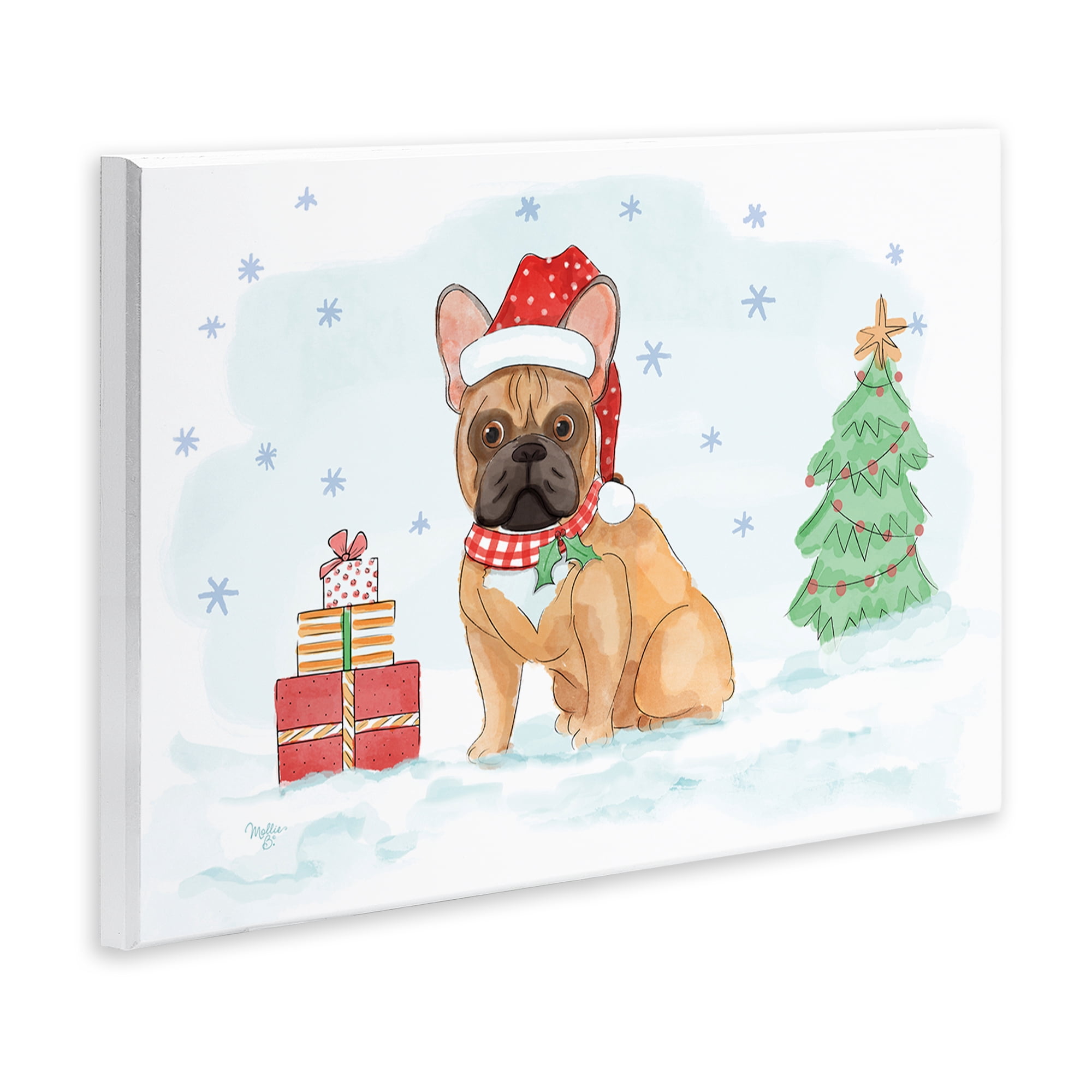 Stupell Industries Holiday Dog in Snow Holiday Painting Unframed Art Prints Wall Art, 19 x 13