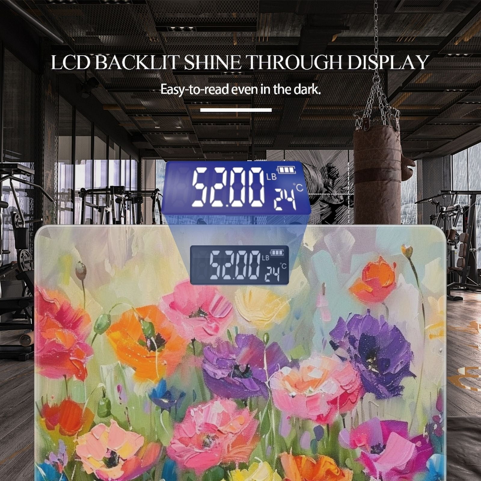 Bathroom Scale, Highly Accurate Digital Body Scale,Precisely Measures Weight up to 400 lbs-Vibrant Painting Of Colorful Poppies In Full Bloom