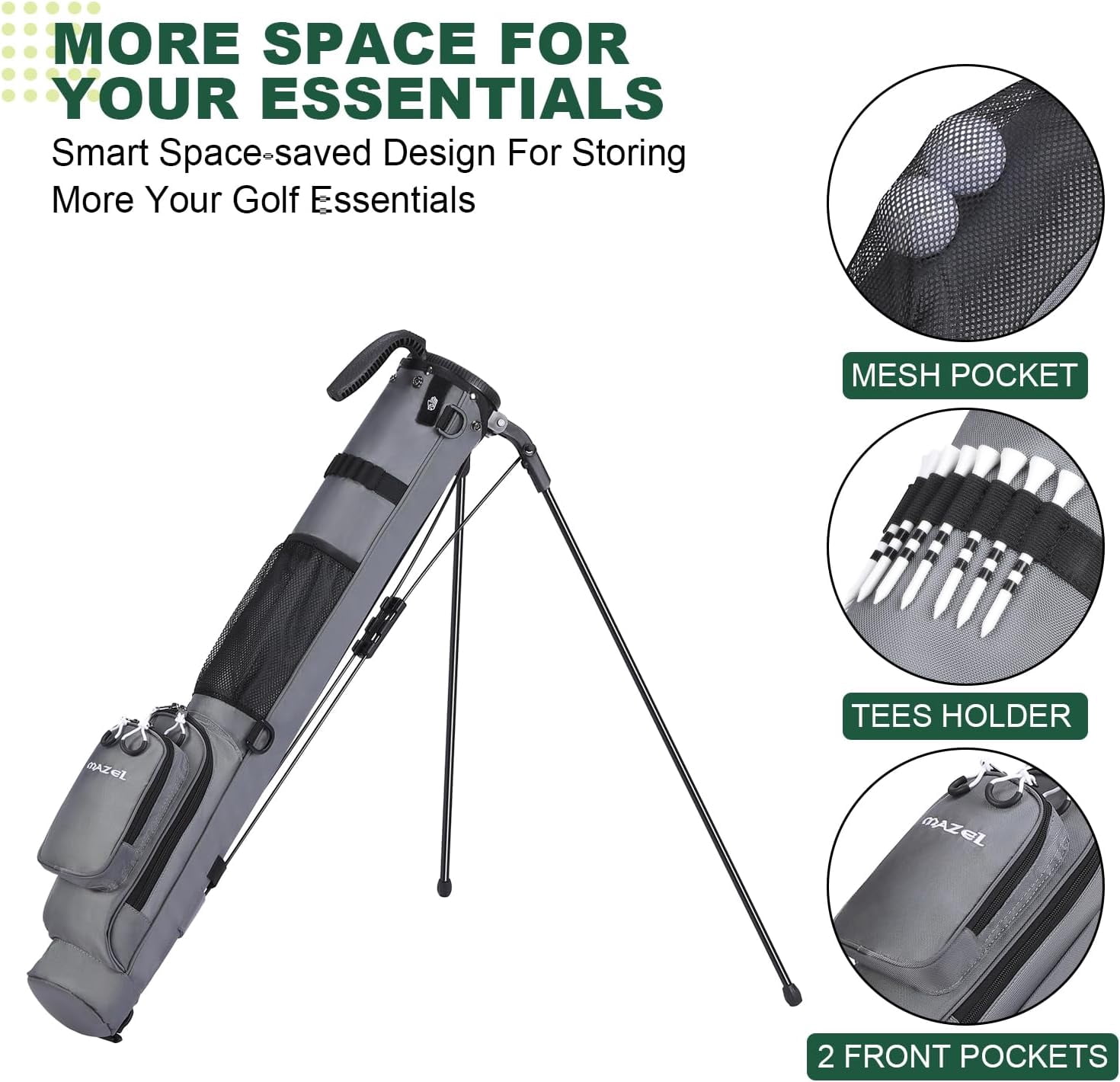 MAZEL Lightweight Golf Bag for Men – Easy to Carry Golf Clubs Bag with Shoulder Strap,Pitch n Putt Golf Stand Bag for Driving Range,Par 3 and Executive Courses - Fit Up to 8 Clubs