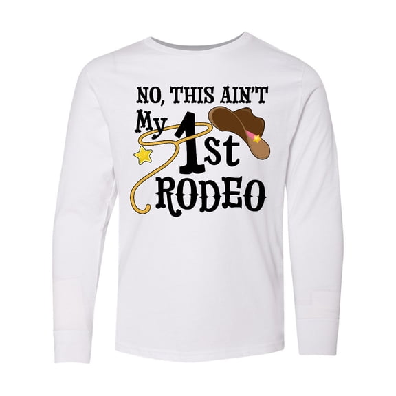 Inktastic No, This Ain't My 1st Rodeo Cowboy Hat and Lasso Long Sleeve Youth T-Shirt