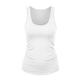 thumbnail image 2 of Rggeeun Women Tank Tops Solid Color U Neck Elastic Waist Vest Loose Fit Long Lightweight for Summer Outdoor Picnics Versatile Sleeveless,White,S, 2 of 4