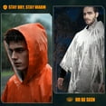 thumbnail image 5 of 4 Pack Emergency Ponchos with Thickened Mylar Blanket Lining, Windproof, Waterproof, and Thermal Orange Survival Ponchos - Perfect for Outdoor Rescue, Family Camping Gear, Car Emergency Kits, 5 of 7