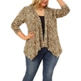 thumbnail image 3 of Unique Bargains Women's Plus Size Long Sleeve Leopard Print Asymmetric Hem Cardigan, 3 of 6