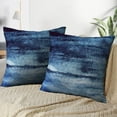 thumbnail image 2 of LALILO Throw Pillow Covers Watercolor Blue Navy Water Stripe Blue Navy Watercolor Water Ink Ocean Brush Art Spot Set of 2 Square 18 x 18 Inch Pillowcase, 2 of 5