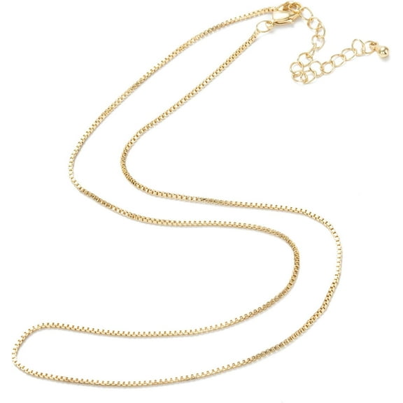 1 pc Brass box Chain Necklaces Long-Lasting Plated Real 18K golden Plated 16.34 inch(41.5cm)