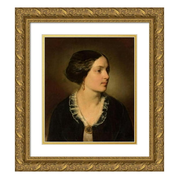Friedrich von Amerling 12x14 Gold Ornate Wood Frame and Double Matted Museum Art Print Titled - Portrait of Katarzyna Potocka Nee Branicka (1825-1907) (1852)