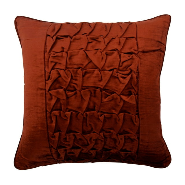 Pillow Cover, 20x20 inch (50x50 cm) Pillow Cover Rustic, Luxury Rust Throw Pillow Cover, Textured Knotted Pintucks Solid Pillow Case, Solid Modern Pillow Cover, Velvet - Rusty Knots