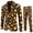 001 Yellow, variant on Men Long Sleeve Casual Button Christmas Printed Suit Jacket Two piece Set Holiday Festive Theme Funny Suits