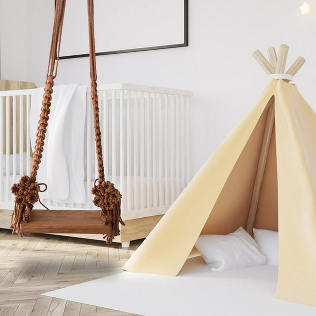 Columpio portátil para bebé Macarena Hecho a mano de madera Café
