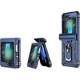 thumbnail image 6 of Compatible with Samsung Galaxy Z Flip 6 Case Built in Screen Protector+Hinge Protection+Ring Kickstand,Heavy Duty Full Body Phone Cover with Wrist Strap Lanyard,2024 Blue, 6 of 16