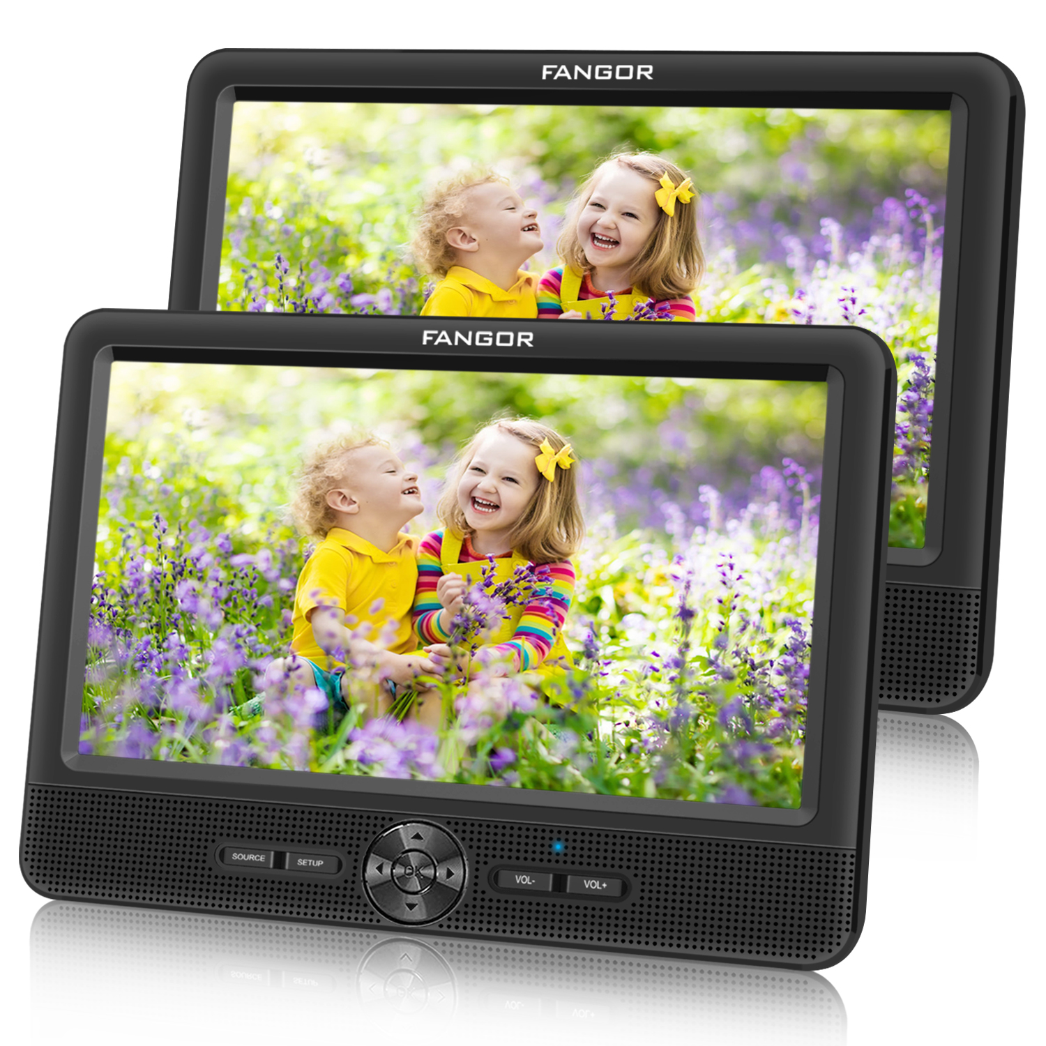 FANGOR 10" Widescreen Premium Dual Screen DVD Player For