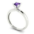 thumbnail image 2 of 0.5 ctw Solitaire Anniversary Ring for Women | Princess Cut Natural Amethyst | Hyperallergenic Solid 18K White Gold, 2 of 5