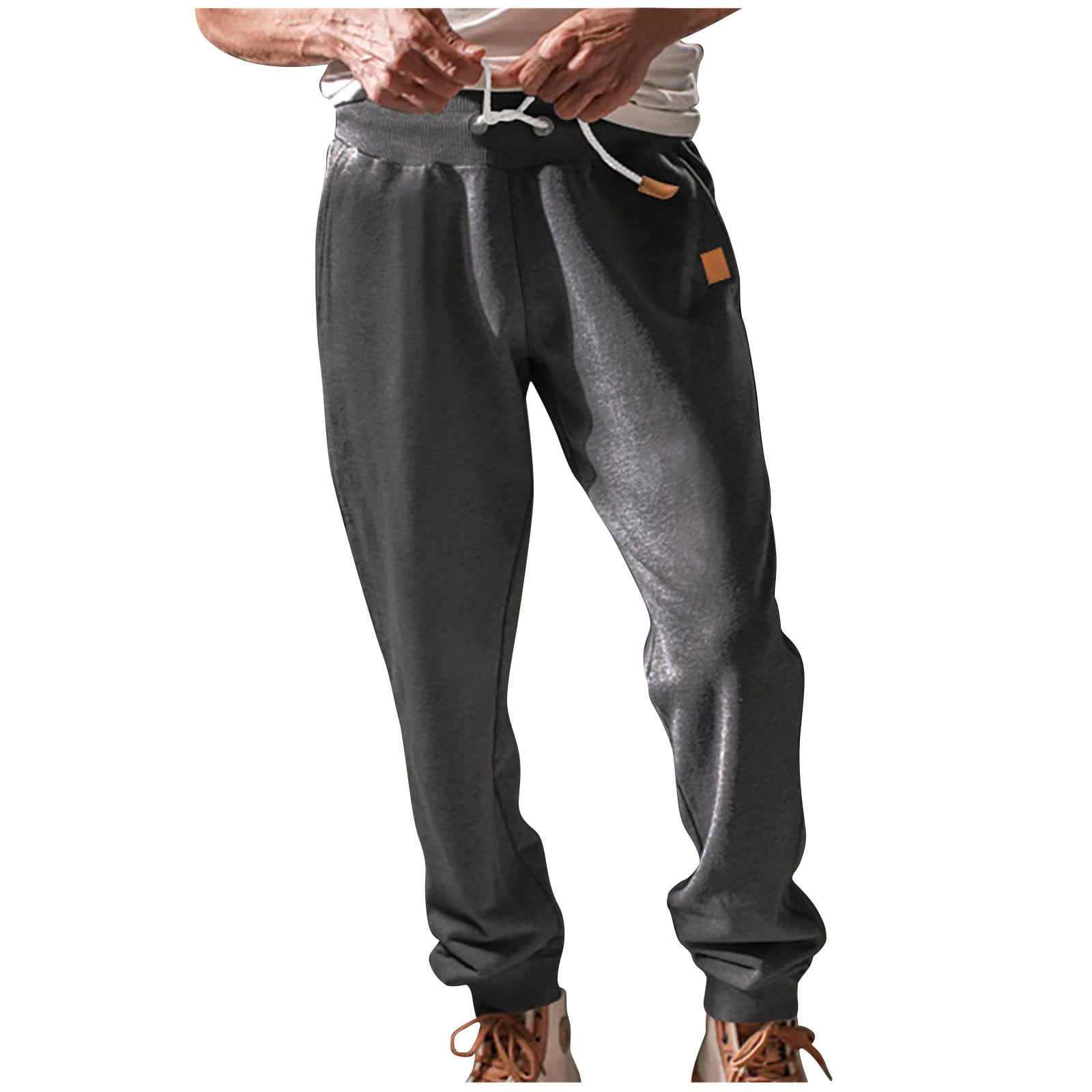 Mefallenssiah Men'S Drawstring Elastic Waist and Solid Color Pocket Hoodie Binding Leg Pants Tracksuit Pants