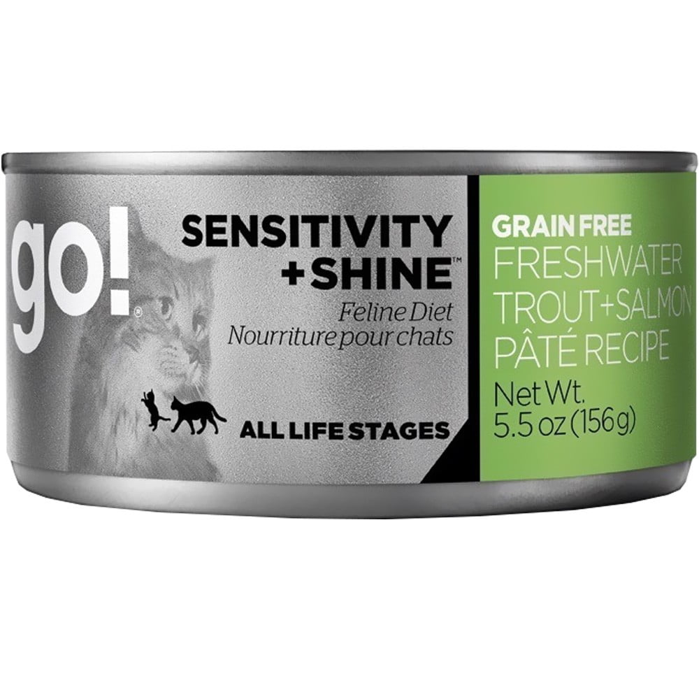 Petcurean Go Sensitivity + Shine Cat Food Freshwater Trout + Salmon Pate 24x5.5oz by Petcurean