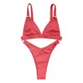 thumbnail image 4 of Women's Bikini Set Solid Color Two Piece Casual Sexy Swimsuit Fashion Beachwear for Vacation Pool Party,Red,M, 4 of 6