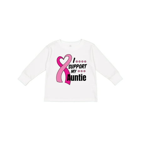 

Inktastic Breast Cancer Awareness I Support My Auntie with Pink Ribbon Gift Toddler Boy or Toddler Girl Long Sleeve T-Shirt