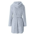 thumbnail image 4 of WTOBBY Women's Plush Hooded Bathrobe Solid Color Fleece Warm Robe Winter Loungewear Cozy Home Wear Sleep Cover Up Comfy Pajamas,Blue L, 4 of 5