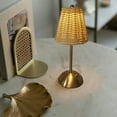thumbnail image 6 of qILAKOG Boho Rattan Table Lamp, Wicker Desk Lamp Rechargeable Cordless Battery Lamp with 3-Color Dimmable Light & Touch Control Portable Bamboo Night Light for Bedroom, Living Room, 6 of 7