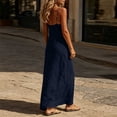 thumbnail image 4 of Split Slip Maxi Dress for Women, Straight Square Neck Thin Strap Solid Elegant Beach formal Long Dress Navy S(S), 4 of 5