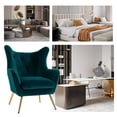 thumbnail image 5 of Velvet Accent Chairs Set of 2 Wingback Lounge Armchairs Sofa Upholstered Tufted Golden Leg Home Bedroom Teal, 5 of 8