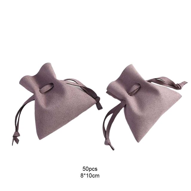 Baohd 50 Pieces Gift Bag Portable Drawstring Solid Color Candy Ring Jewelry Cellphone Storage Pouch Pocket Organizer Light Coffee
