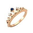 thumbnail image 2 of 2mm Rond Bleu Saphir 925 Argent Rose Plaqué Femmes Couronne Tiare Bague, 2 of 4