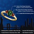 thumbnail image 2 of Gem Stone King 18K Yellow Gold Plated Silver Emerald Envy Mystic Topaz and Red Garnet Engagement Ring for Women | 1.20 Cttw | Oval 7X5MM | Gemstone November Birthstone | Size 8, 2 of 6
