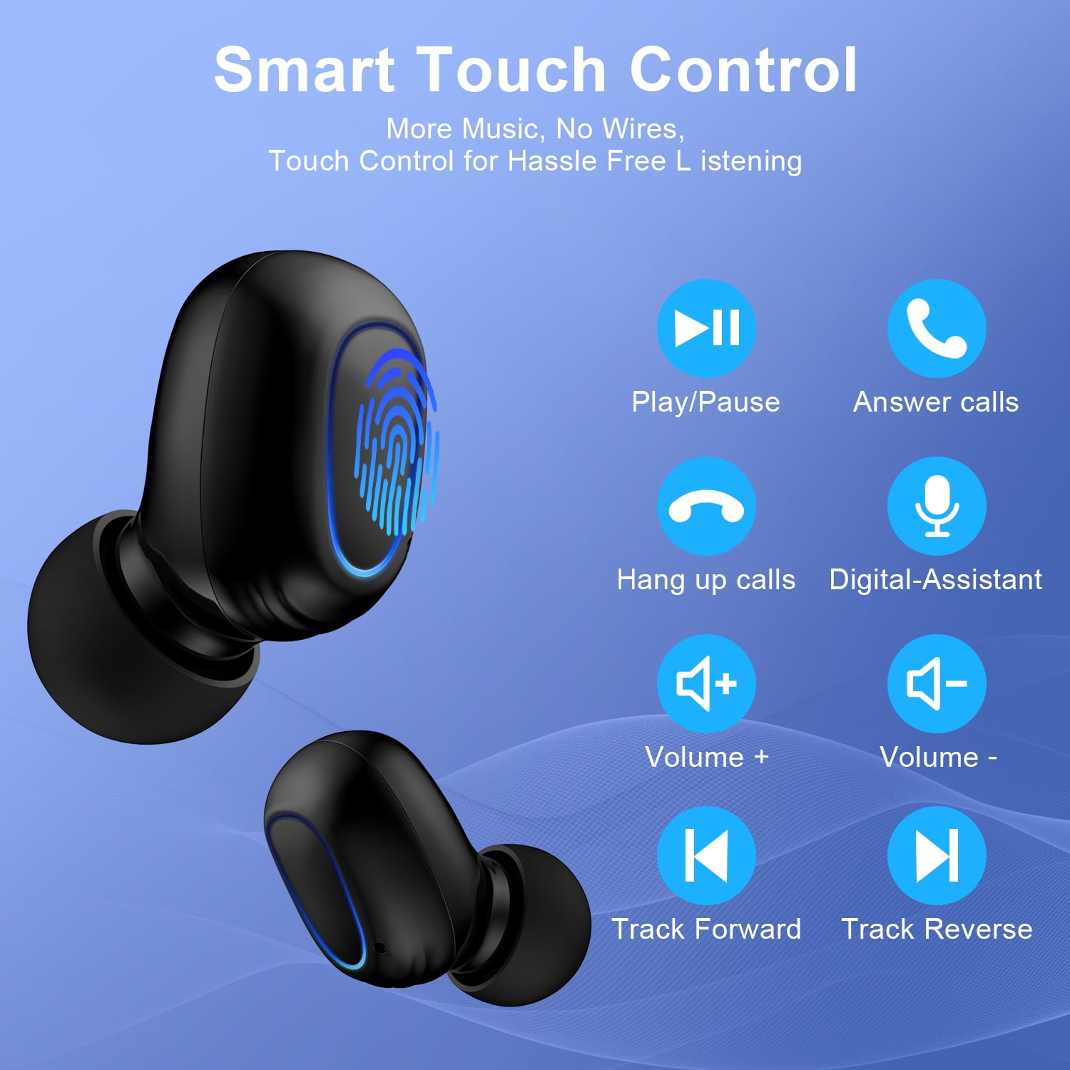 Wireless Earbuds for iPhone Android,Bluetooth 5.2 Headphones 120Hrs Playtime Waterproof IPX7 In-Ear Stereo Earphones Headset Noise Cancelling True Wireless Earbuds with Ear Hooks&Charging Case,Black