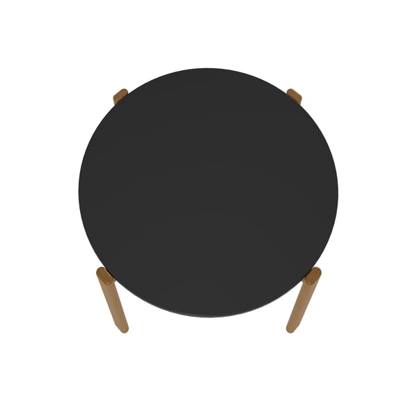 Manhattan Comfort Gales Round Dining Table in Matte Black with Solid Wood Legs
