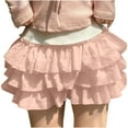 thumbnail image 3 of ABATAB Women's Ruffle Skorts Elastic Waist Tiered Bottoms Trendy Summer Beach Vacation Shorts(Pink,Small), 3 of 6