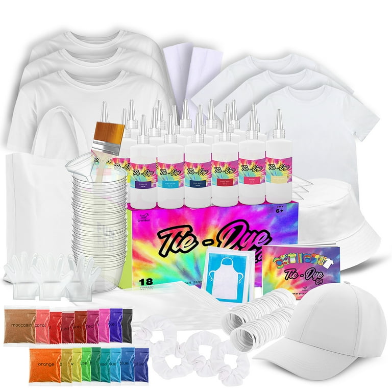 CraftBud DIY Bulk Tie Dye Kit for Kids (212 pc), Adults Large Groups 18  Colors
