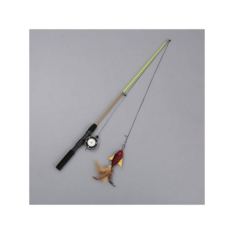 Topumt Cat Teaser Wand Simulation Fishing Pole Stick Fish Toy Retractable Pet Toy, Size: One size, Red