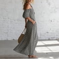 thumbnail image 7 of Guieoi Summer Dresses for Women 2026 Asymmetrical Off-Shoulder Puff-Sleeve Striped Loose-Fit Maxi Dress, Short-Sleeve Off-Shoulder Dress Black XL, 7 of 7