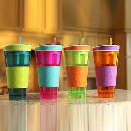 Snackeez Plastic 2 in 1 Snack & Drink Cup One Cup Assorted Colors