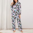thumbnail image 2 of Hirioo Bright Butterflies1 for Women's Pajama Sets 2 Piece Pjs Women's Long-Sleeved Pajama Set Button Down Sleepwear,S-XXL-Small, 2 of 7