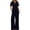 Black, variant on IWRICH Women's Linen 2 Piece Outfits Summer Short Sleeve V Neck Shirts Dressy Casual Sets Wide Leg Pant Suits White XL