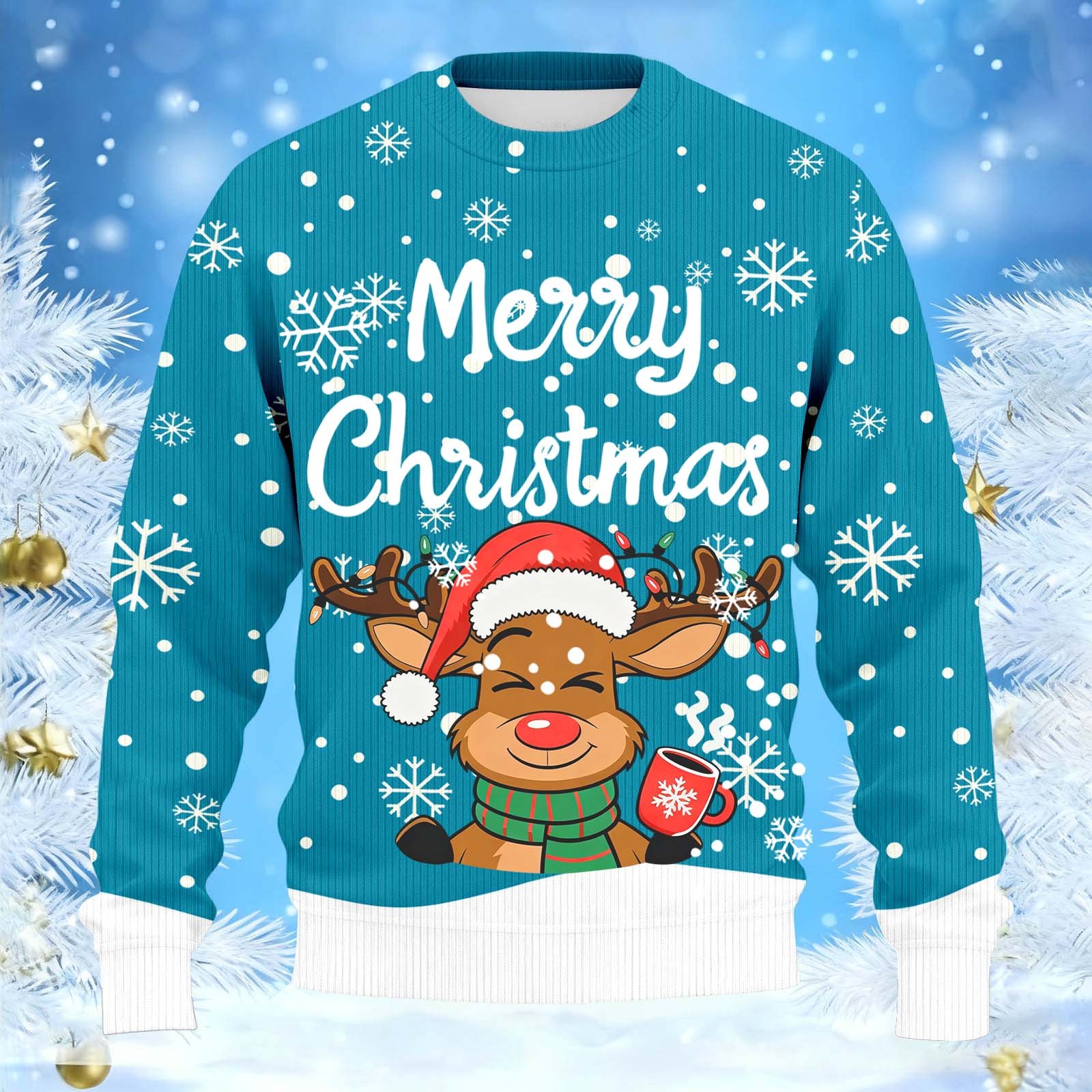 Christmas Sweater Men Sweaters Funny Sweatshirt Knit Plus Size Big and Tall Holiday Vacation Elf Adult Sweatshirts