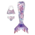 thumbnail image 1 of Girl Swimsuit Summer Split Swimsuits Colorful Fish Scale Ruffles Tops Briefs Fish Tail Set Girls Bathing Suit Light Purple 8-9Y, 1 of 3