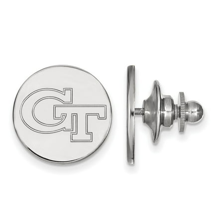 Solid 14k White Gold Georgia Institute of Technology Lapel Pin (15mm x 15mm)