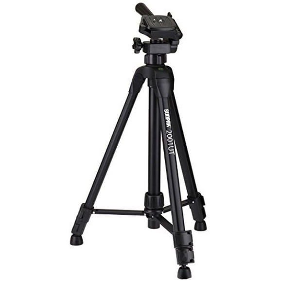 SUNPAK 620-020 Tripod, Light Duty, 48.9' Height, Aluminum, 3-Way Panhead, Supports 4.4 lb, Black, 1
