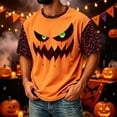 thumbnail image 4 of Fabrcox S-4XL Halloween Men&nbsp;shirts Funny Ghost Pumpkin Moon Mens T Shirts Graphic Fall Winter Festival Corduroy Raglan Men Short Sleeve Shirt Orange XL, 4 of 7