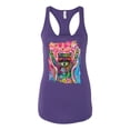 thumbnail image 3 of Dean Russo Cosmic Trash Panda Animal Lover Ladies Racerback Tank Top, Purple Rush, Large, 3 of 6