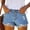 Blue, variant on High Waist Distressed Denim Shorts for Women Frayed Hem Button Fly Ripped Casual Fashion Jean Shorts with Pockets Black L