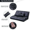 thumbnail image 6 of Lazy Sofa with 2 Pillows, Folding Futon Sofa with 5 Adjustable Position, 3 In 1 Upholstered Floor Sofa with Metal Frame, Video Gaming Sofa for Living Room Bedroom Lounge, Black, 6 of 7