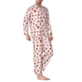 thumbnail image 2 of Naloa Hand Drawn Strawberry Men’s Pajamas Set - Long Sleeve Button Down Sleep Shirt and Pajama Bottoms Sleepwear Set-, 2 of 7