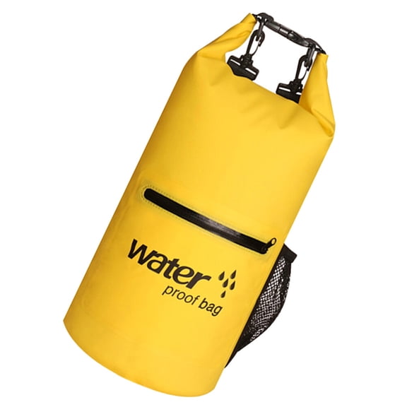 10L Inflatable Bag 500D Waterproof PVC Gear Bags Outdoor Floating Mesh Fabric Sports Buoy for Boating Kayaking Fishing Rafting Swimming Camping Rescuing (Yellow)